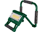Green LED work light with black handles and support base
