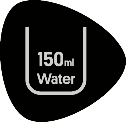 Measuring cup with 150 ml water
