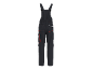 Dark grey work overalls with red and white accents, back view.