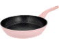 Pink frying pan with a black, speckled interior
