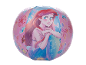 Pink beach ball featuring Ariel, Flounder, and Sebastian, with floral and marine motifs.