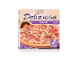 Box of frozen Deliziosa Speciale pizza with salami, ham, and mushrooms, 2x330g.