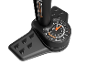Floor bike pump with an integrated pressure gauge displaying the pressure.