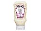 Bottle of Turkish style garlic sauce, creamy and herby.