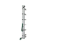 Foldable multi-purpose ladder with green strap and feet, standing upright.