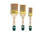 Three paint brushes of different sizes (60mm, 50mm, 30mm) with wooden handles and natural bristles.