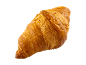 A golden, crispy croissant on a black background.