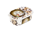Cappuccino flavored ice cream tub with coffee and chocolate swirls.