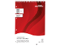 Red spiral-bound notebook, A4, 80 sheets, 70 gsm, squared with margins.