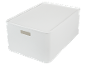 White rectangular storage box with a lid and integrated handles