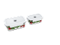 Two clear food storage containers with white lids, filled with fresh vegetables.