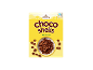 Yellow cereal box with chocolate shells and Fairtrade cocoa logo.