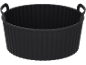 Black silicone basket with handles, featuring a ribbed design.