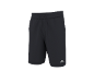 Men's black sports shorts with a drawstring and white logo.