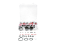 Seal ring assortment kit in a clear box, including red, black, and white gaskets.