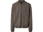 Men's brown bomber jacket with a zipper and two front pockets.