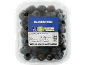 Blueberries in transparent packaging with a blue label showing nutritional information and country of origin.