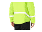 Yellow safety jacket with reflective stripes and mesh details.