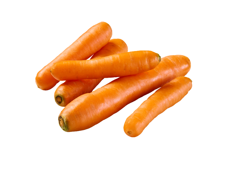 A pile of fresh, orange carrots on a black background.