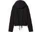 Black women's hoodie with a drawstring hem, back view
