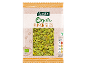 Organic pumpkin seeds in packaging with nutritional information and a vegan mark.
