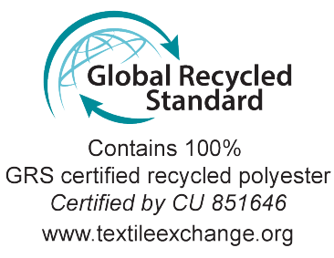 Global Recycled Standard seal: Contains 100% GRS certified recycled polyester, certified by CU 851646.