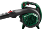 Green and black electric leaf blower with an ergonomic handle and ventilation grille.