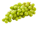 Fresh green grapes with water droplets on a black background.