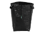 Black garden waste bag with handles and a green logo.