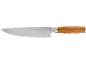 Kitchen knife with a stainless steel blade and a wooden handle.