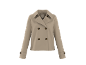 Beige double-breasted short jacket with brown buttons