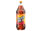 Bottle of carbonated orange-cola flavored drink, with a yellow and red label.