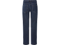 Dark blue women's high-waisted straight-leg jeans, back view.