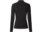 Black ribbed long-sleeved high-neck top, back view