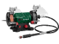 Bench grinder with flexible shaft and accessories for precision work.