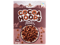 Chocolate cereal box with crunchy hoops and the text 'Cocoa Hoops'.