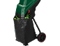 Branch shredder with a leaf collection bag and wheels.