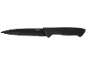 Black knife with a black handle and 'STAINLESS STEEL' text on the blade.