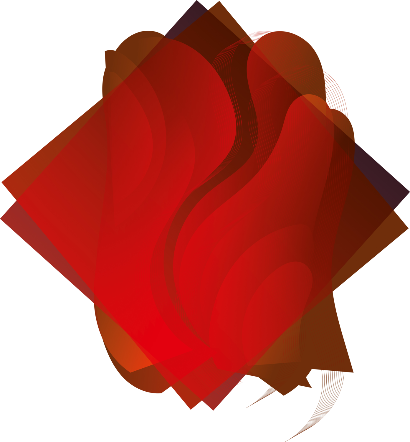 Abstract design in shades of red and brown with wavy lines.