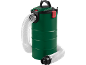 Green ash vacuum cleaner with a white corrugated hose.