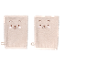 Two beige face towels with an embroidered smiling bear face.