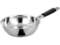 Stainless steel saucepan with black handle