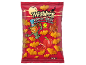 Halloween bat-shaped paprika-flavored snacks, featuring a pumpkin scarecrow and a castle.