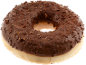 Chocolate donut with chocolate sprinkles on a black background.