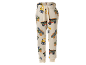 Kids' fabric trousers with construction vehicle pattern.