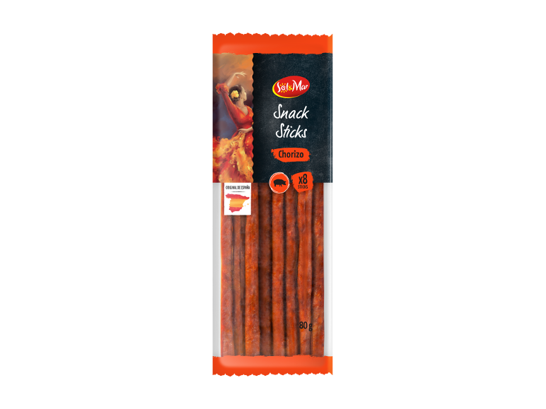 Spanish-style chorizo snack sticks, 8 pieces in the pack, 80 g