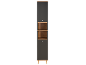 Modern tall cabinet with two anthracite grey doors and two open wooden shelves.