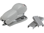 Gray animal-shaped stapler with pink cheeks and two stacks of staples.