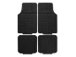Set of four black rubber car floor mats with a textured pattern.
