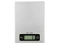 Digital kitchen scale with stainless steel surface, display, and buttons
